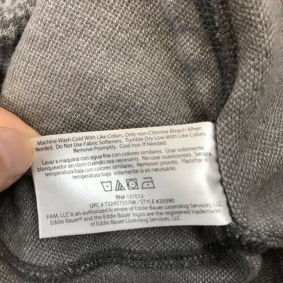 EDDIE BAUER Athletic Pullover 1/4 Zip Sweater Chevron Gray Knit Thumbhole Top - Picture 9 of 9